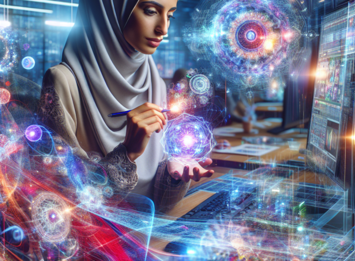 "A dynamic and striking image depicting a modern graphic designer in a high-tech studio, intently interacting with an AI-enhanced digital interface, where vibrant and fluid video elements generated by Adobe's Firefly tool hover mid-air, symbolizing the seamless fusion of human creativity and cutting-edge technology in the future of digital design."