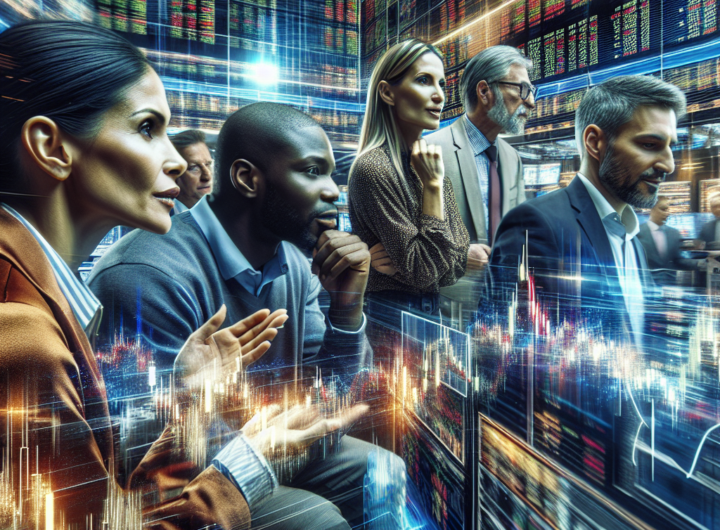 A dynamic and realistic photo capturing a bustling stock exchange trading floor with a sharp focus on a diverse group of traders animatedly discussing and analyzing small cap stocks, screens in the background overflowing with fluctuating graphs and numbers, symbolizing the exciting resurgence and potential of these innovative, smaller firms in the expanding market rally.